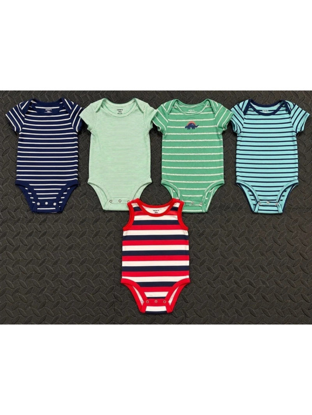 Boys 18M 5pc Carter’s Bodysuit Bundle Stripes Dinosaur